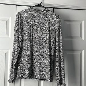 NWT Boden Jersey High Neck Top sz 14 in Black Sunflower